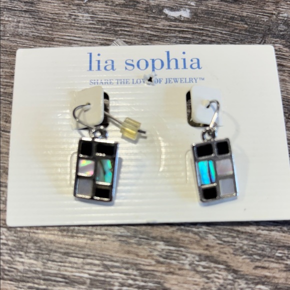 Lia Sophia Jewelry - Lia Sophia Black and Iridescent Mosaic Drop Earrings